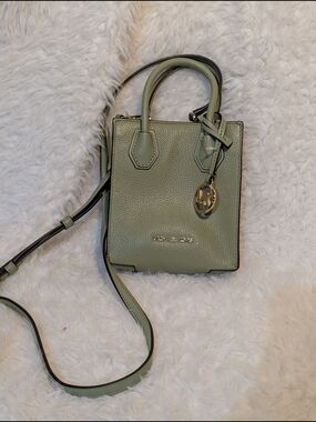 Michael Kors Mini Pebbled Leather Tote in Sage